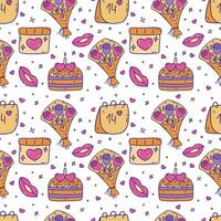 Seamless pattern with Valentines day elements. Vector