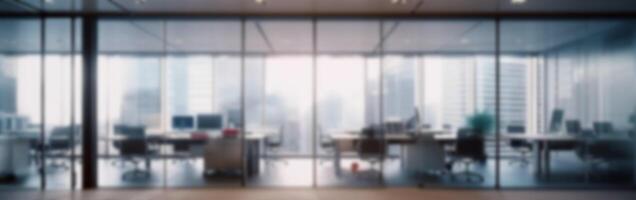 AI generated Blurred empty open space office photo