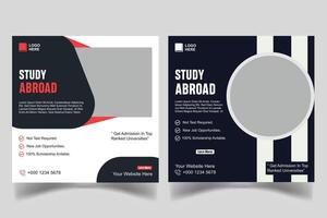 Study abroad social media post design template vector