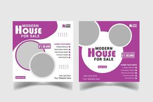 modern house for sale social media design template vector