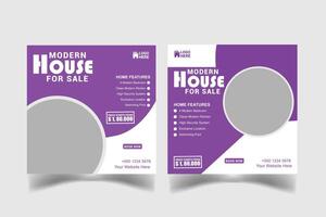 modern house for sale social media design template vector
