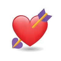 Heart and Arrow Emoji Icon Object Symbol Gradient Vector Art Design Cartoon Isolated On White Background. Heart pierced by an arrow. Red romantic heart with arrow.