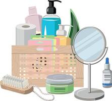 eco cosmético para baño. orgánico sostenible bañera productos natural accesorios, ecológico cosa. cero residuos estilo de vida concepto. plano gráfico vector ilustración aislado en blanco antecedentes