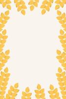 Wheat frame made of golden wheat or rye ears in flat style. Horizontal top and bottom edging, border, decoration on theme of bakery products, flour, harvest, thanksgiving vector