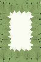 Floral frame template. Green leaves border. Leaf frame vector