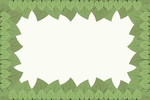 Floral frame template. Green leaves border. Leaf frame vector