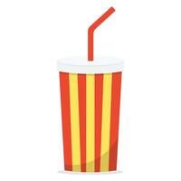 Fast food Soda drink in paper cup striped yellow and red vector