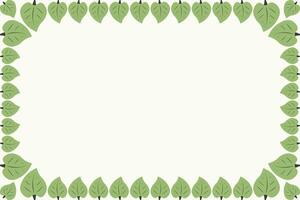 Floral frame template. Green leaves border. Leaf frame vector