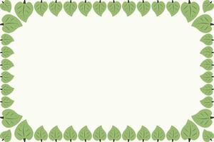 Floral frame template. Green leaves border. Leaf frame vector