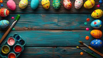 AI generated An Easter egg painting station where creativity flourishes and memories are made photo