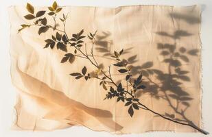 AI generated shadow of plant on a flat piece of fabric photo