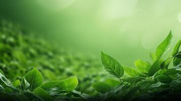 AI generated Fresh Green Leaves Pattern photo