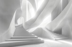 AI generated white walls and abstract shapes photo