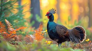 ai generado queja pájaro en otoño bosque foto