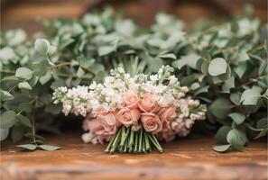 ai generado Ashley Kelly fotografía Boda ramo de flores foto