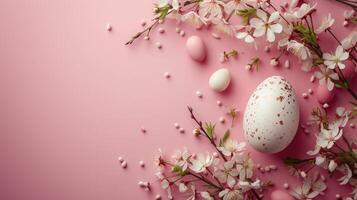 AI generated Chic Easter Egg with Blossoming Spring Flowers photo