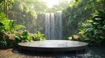 AI generated Tropical Waterfall Oasis photo