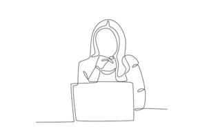 A woman is thinking about work vector