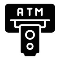 atm Glyph Icon Background White vector