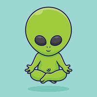 free vector cartoon alien meditation yoga art design