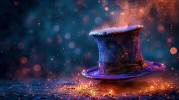 AI generated Magic background with magician's hat photo