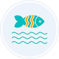 Fish Glyph Two Colour Circle Icon vector