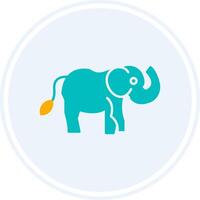 elefante glifo dos color circulo icono vector