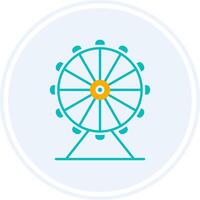 Ferris Wheel Glyph Two Colour Circle Icon vector