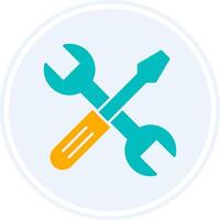 Cross Wrench Glyph Two Colour Circle Icon vector