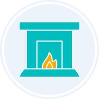 Fireplace Glyph Two Colour Circle Icon vector