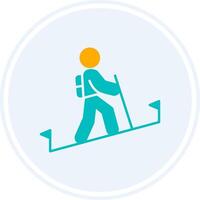 Hiking Glyph Two Colour Circle Icon vector