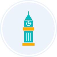 Tower Glyph Two Colour Circle Icon vector