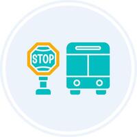 Bus Stop Glyph Two Colour Circle Icon vector