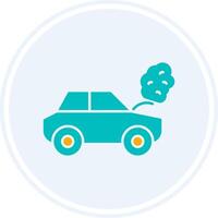 Broken Car Glyph Two Colour Circle Icon vector