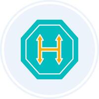 Junction Glyph Two Colour Circle Icon vector