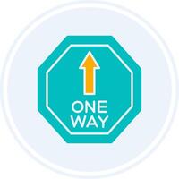 One Way Glyph Two Colour Circle Icon vector