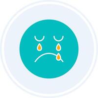 Crying Glyph Two Colour Circle Icon vector