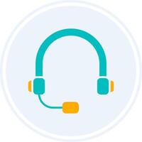 Headset Glyph Two Colour Circle Icon vector