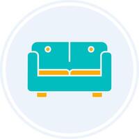 Sofa Bed Glyph Two Colour Circle Icon vector