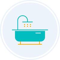 Bathtub Glyph Two Colour Circle Icon vector