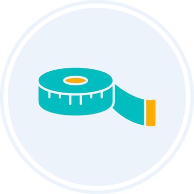 Measure Tape Glyph Two Colour Circle Icon