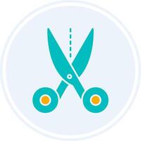 Scissors Glyph Two Colour Circle Icon vector