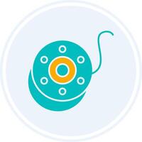 Bobbin Glyph Two Colour Circle Icon vector