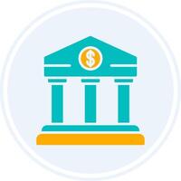 Bank Glyph Two Colour Circle Icon vector