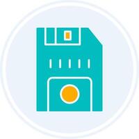 Floppy Disk Glyph Two Colour Circle Icon vector