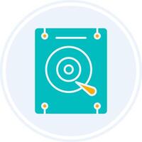 Hard Disk Glyph Two Colour Circle Icon vector