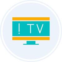 televisión glifo dos color circulo icono vector