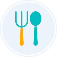 Fork Spoon Glyph Two Colour Circle Icon vector