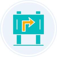 Signboard Right Glyph Two Colour Circle Icon vector