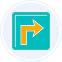 Turn Right Glyph Two Colour Circle Icon vector